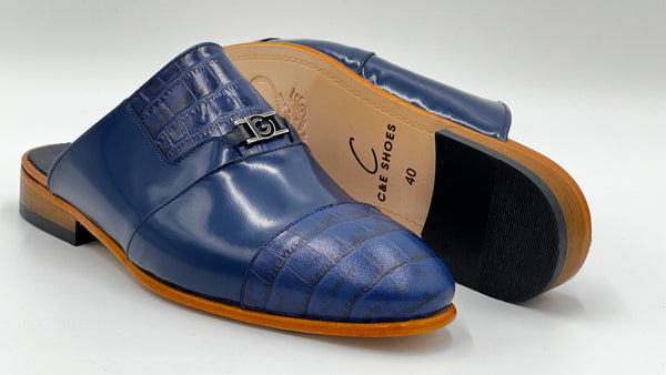 C Collection Leather Sandal - Blue