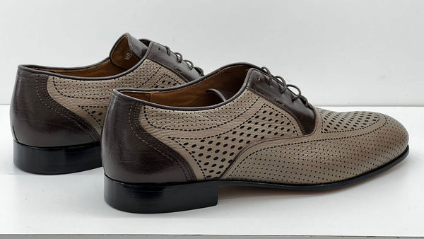 C Collection Leather Lace Up Shoe - Beige
