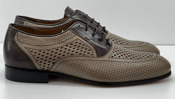 C Collection Leather Lace Up Shoe - Beige