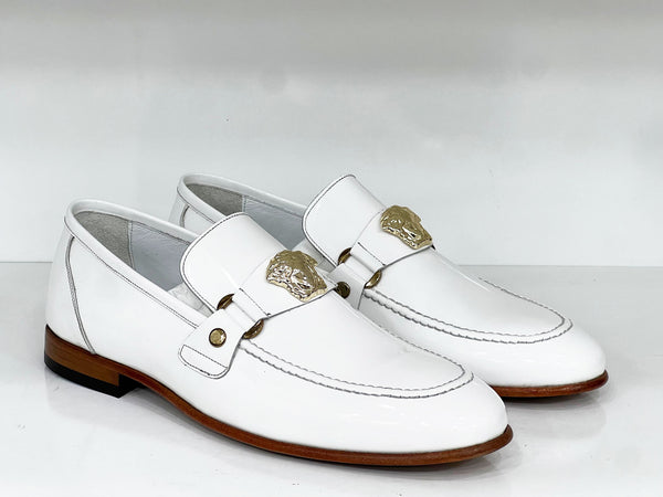 C Collection Patent Leather Belt - White