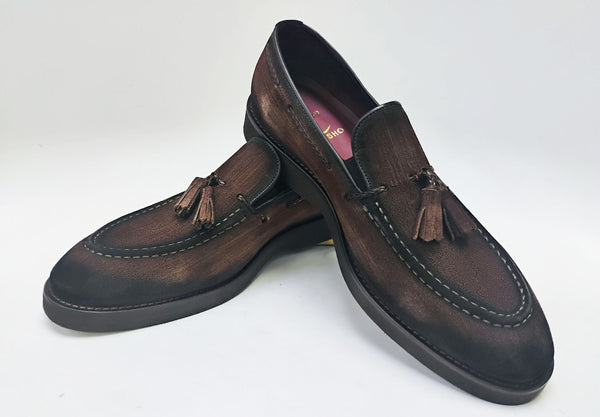 C Collection Suede Tasseled Loafer - Brown