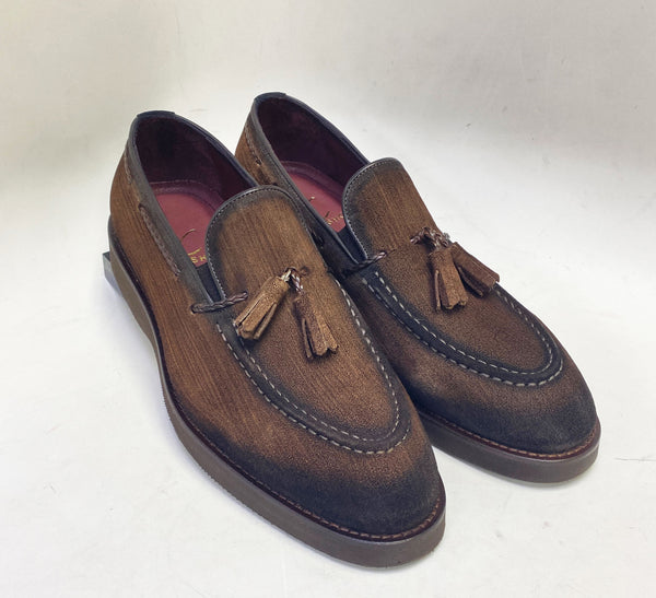 C Collection Suede Tasseled Loafer - Brown