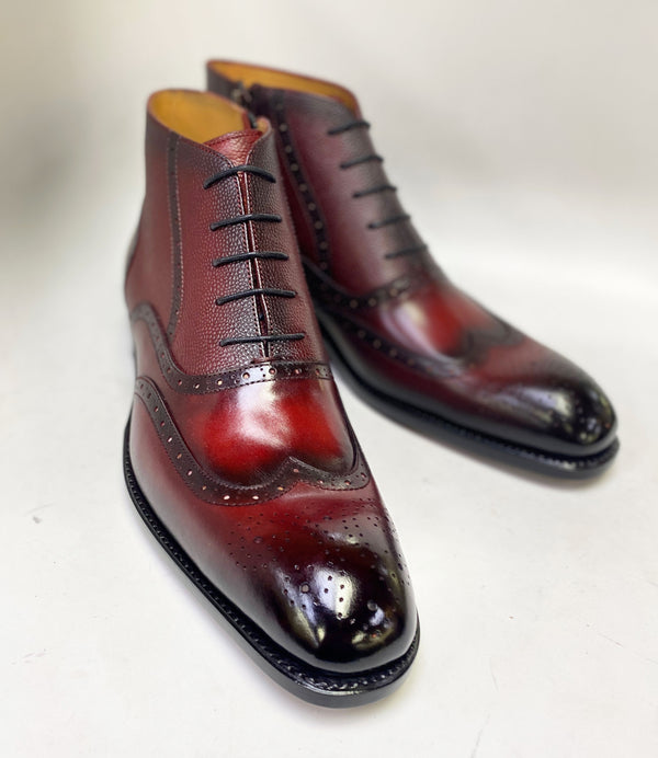Ugo Vasare Stanford Calfskin Boot - Burgundy