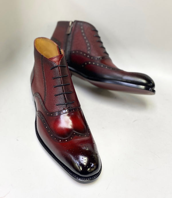 Ugo Vasare Stanford Calfskin Boot - Burgundy