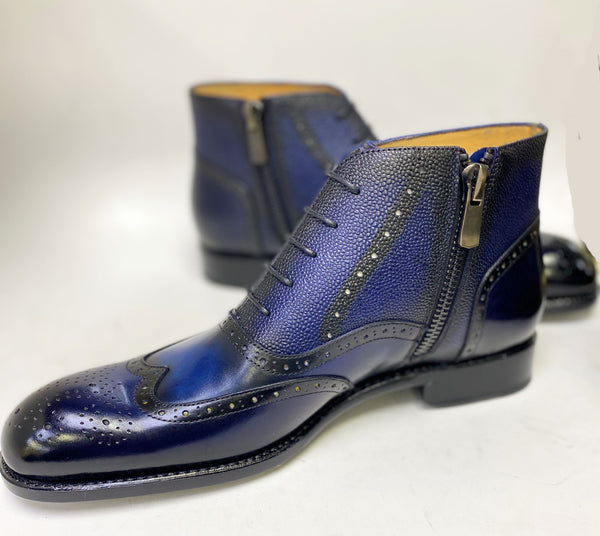Ugo Vasare Stanford Calfskin Boot - Navy