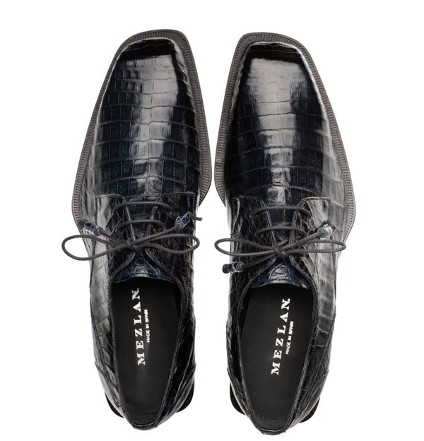 Mezlan Ugo Crocodile Lace-Up Shoe - Black