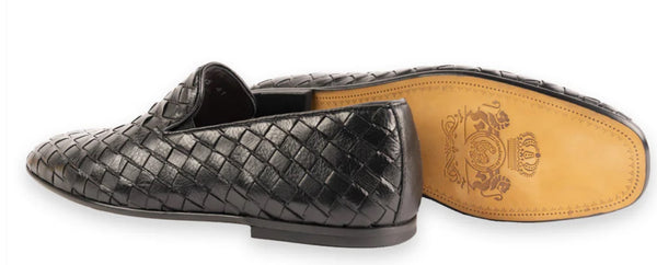Pelle Veneta Woven Leather Loafer - Black