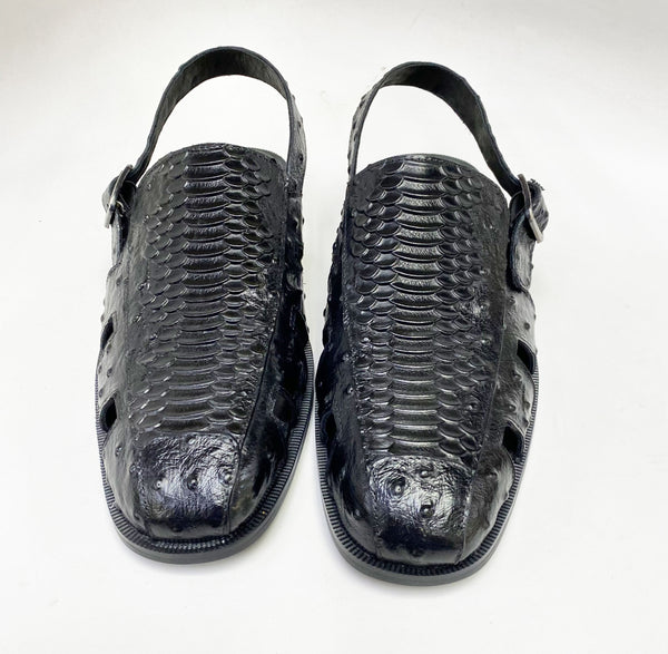 C&E Maurice Embossed Sandal - Black
