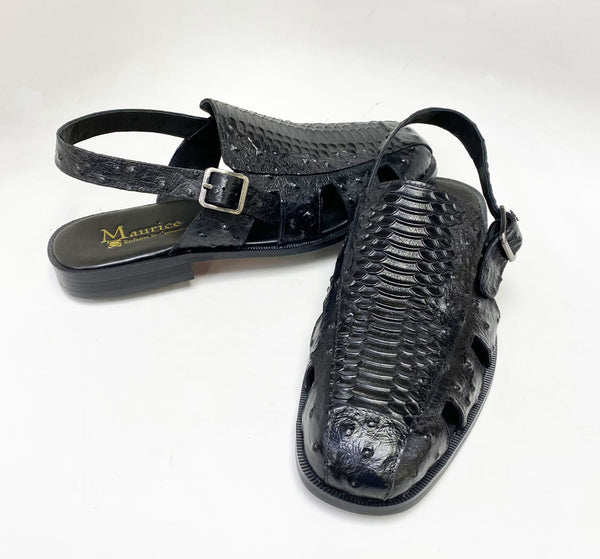 C&E Maurice Embossed Sandal - Black