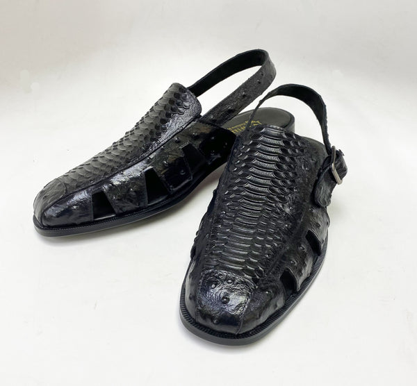C&E Maurice Embossed Sandal - Black