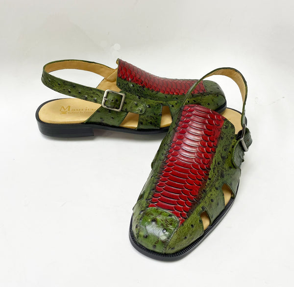 C&E Maurice Embossed Sandal - Green/Red