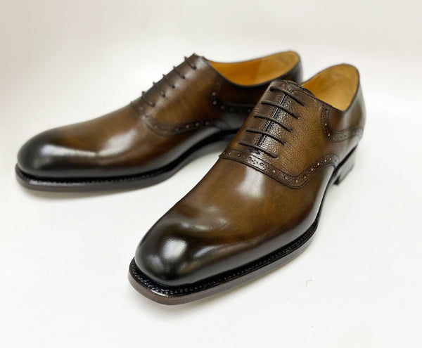 Ugo Vasare "Hudson" Burnished Calfskin Lace-Up Oxford Brown