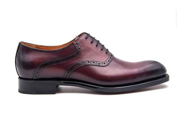 Ugo Vasare "Hudson" Burnished Calfskin Lace-Up Oxford Burgundy