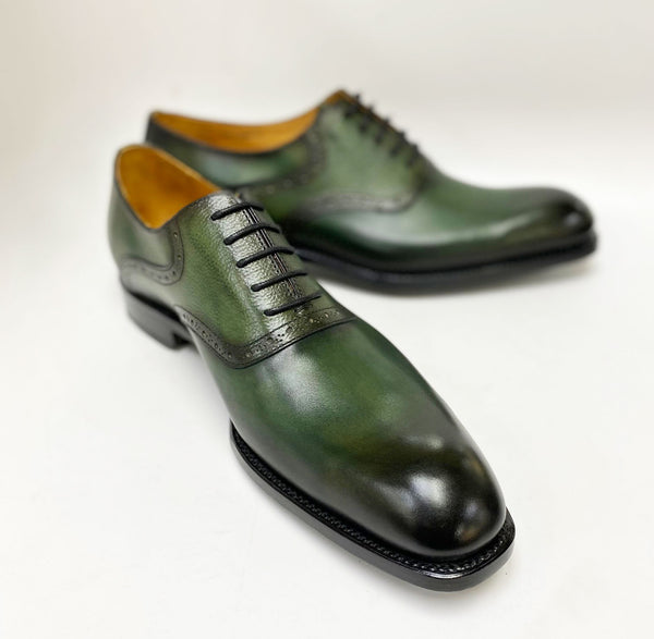 Ugo Vasare "Hudson" Burnished Calfskin Lace-Up Oxford Green