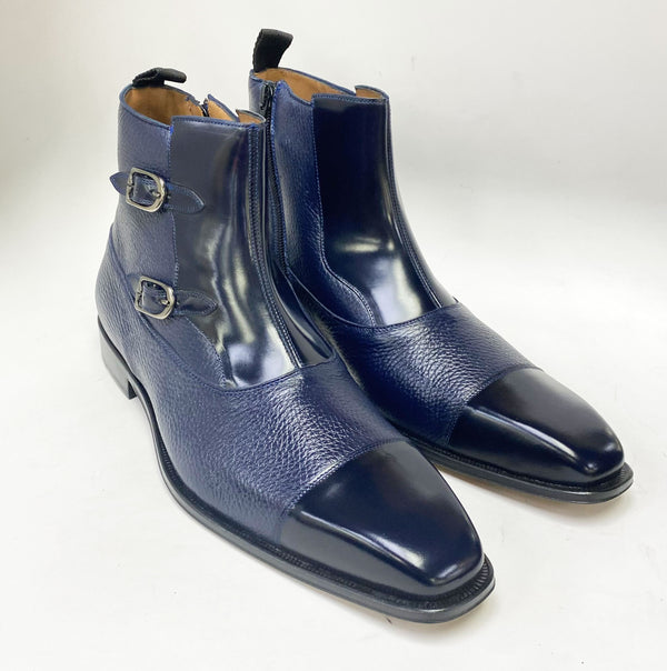 Mezlan Calfskin/Deerskin Boot - Blue