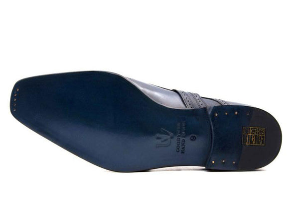 Ugo Vasare "Eric" Burnished Calfskin Monkstrap Shoe Blue
