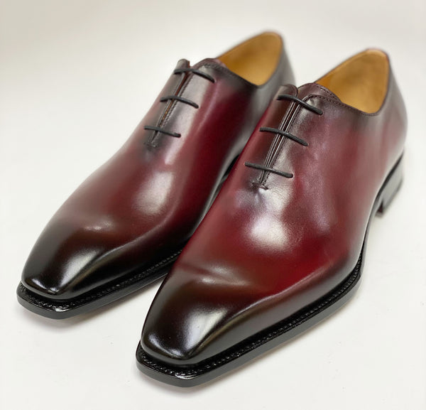 Ugo Vasare "Jason Sr" Burnished Calfskin Lace-Up Oxford Burgundy