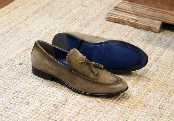 Jean Pierre Suede Tasseled Loafer - Olive