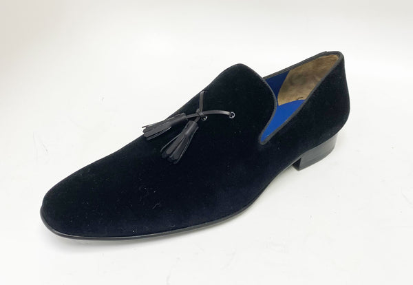 Jean Pierre Velvet Tasseled Loafer - Black