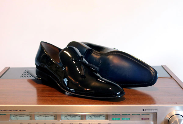Jean Pierre Shiny Calfskin Tasseled Loafer - Black