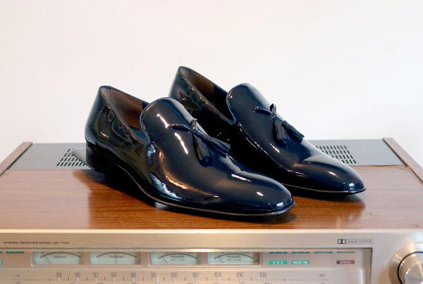 Jean Pierre Shiny Calfskin Tasseled Loafer - Navy