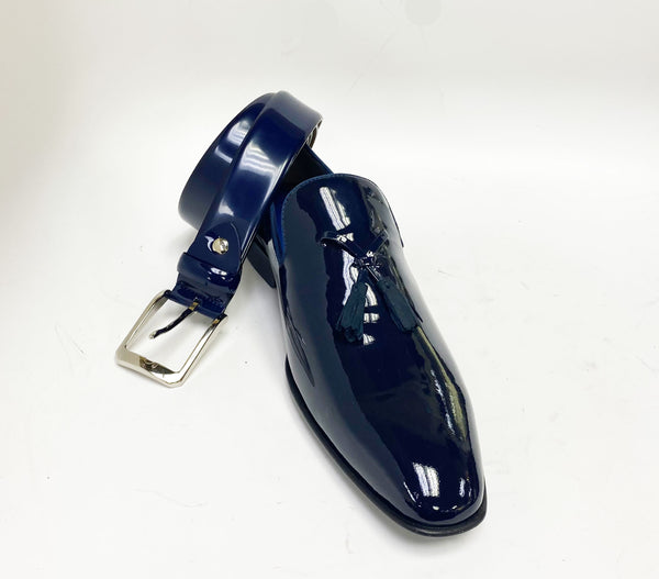 Jean Pierre Shiny Calfskin Tasseled Loafer - Black