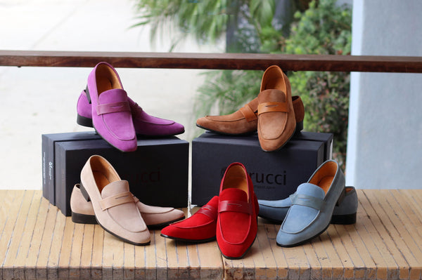 C&E Shoes Suede Penny Loafer - Bone