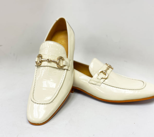Maurice Shiny Calfskin Loafer - Bone