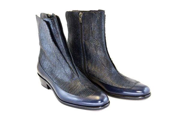 Corrente Python Calfskin Boot - Navy