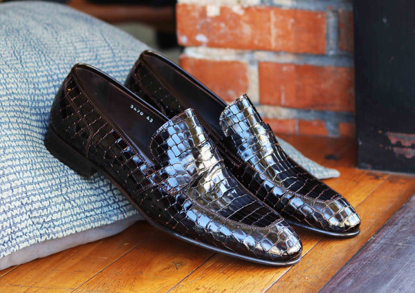 Corrente Crocodile Calfskin Belt - Brown