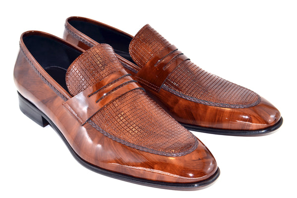 Corrente Patent Penny Loafer - Brown