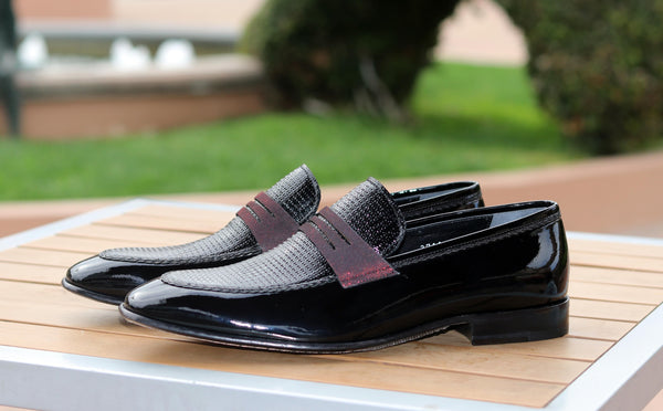 Corrente Patent Penny Loafer - Black