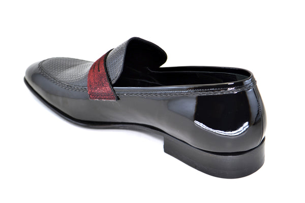 Corrente Patent Penny Loafer - Black