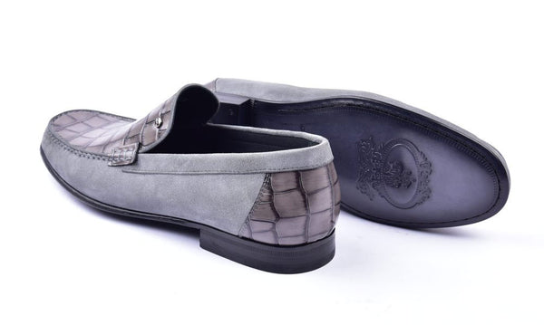 Corrente Crocodile Calfskin Loafer - Grey