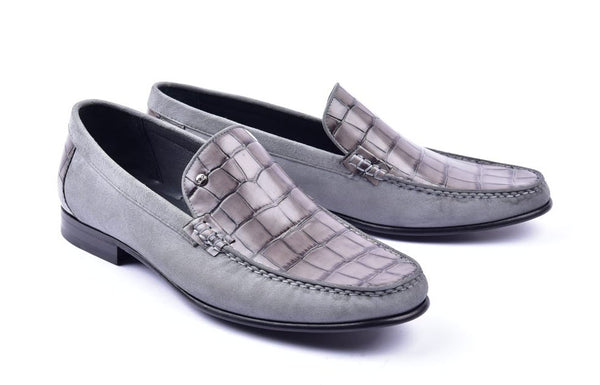Corrente Crocodile Calfskin Loafer - Grey