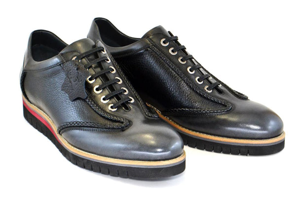 Corrente Calfskin Lace-Up Oxford - Black/Grey