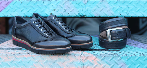 Corrente Calfskin Lace-Up Oxford - Black/Grey