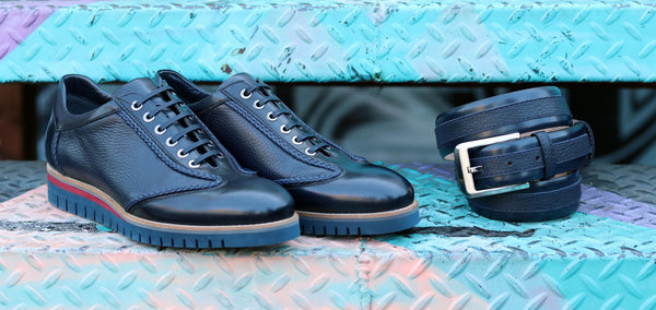 Corrente Calfskin Lace-Up Oxford - Navy