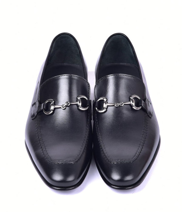 Corrente Leather Buckle Loafer - Black