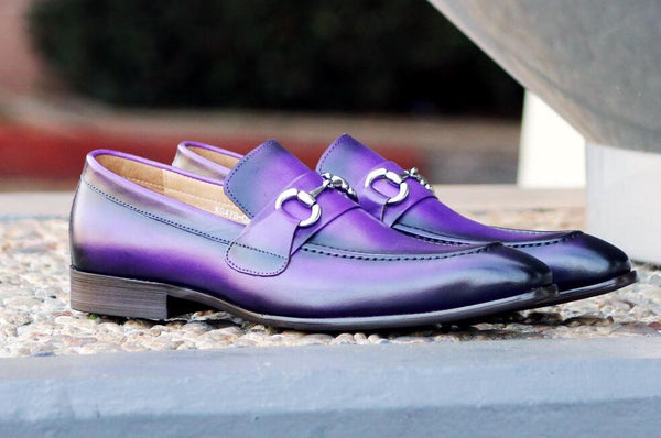 Carrucci Burnished Calfskin Belt - Purple