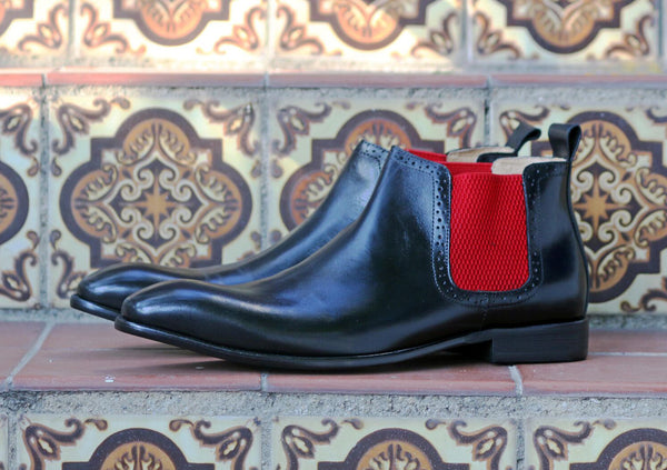 Maurice Boot Calfskin Shoes - Black/Red