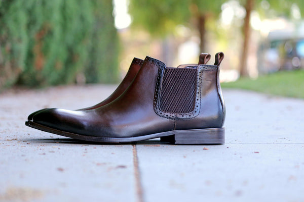 C&E Shoes Boot Calfskin Shoes - Chestnut