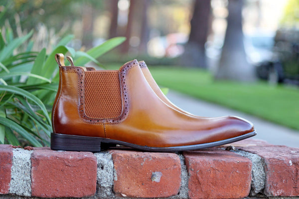 C&E Shoes Calfskin Boot - Cognac