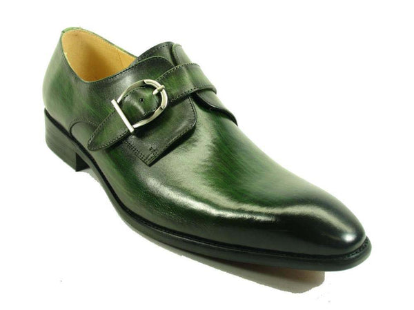 Carrucci Monkstrap Calfskin Shoe - Olive