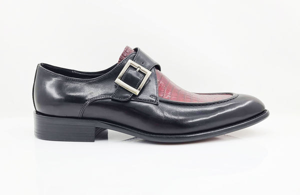 C&E Shoes Calfskin Monkstrap - Black/Burgundy