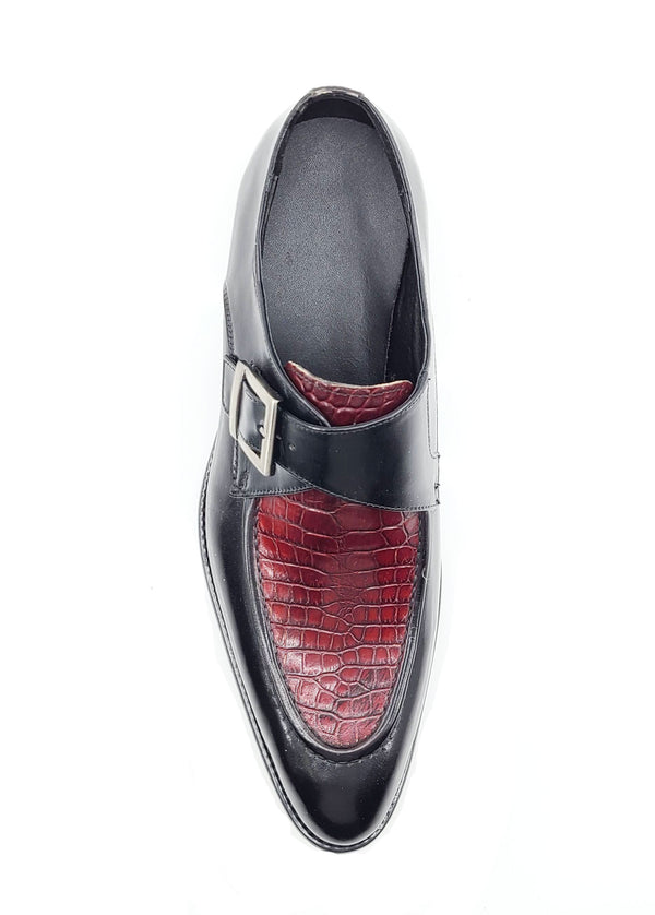 C&E Shoes Calfskin Monkstrap - Black/Burgundy