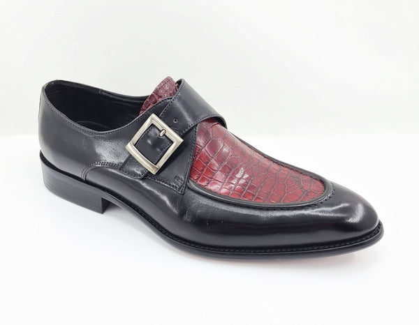 C&E Shoes Calfskin Monkstrap - Black/Burgundy