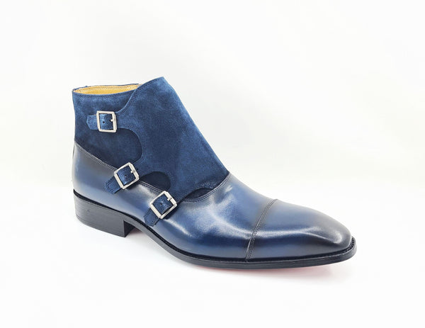 C&E Shoes Calfskin Suede Chukka - Navy