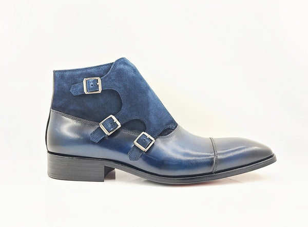 C&E Shoes Calfskin Suede Chukka - Navy