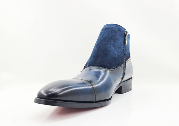 C&E Shoes Calfskin Suede Chukka - Navy